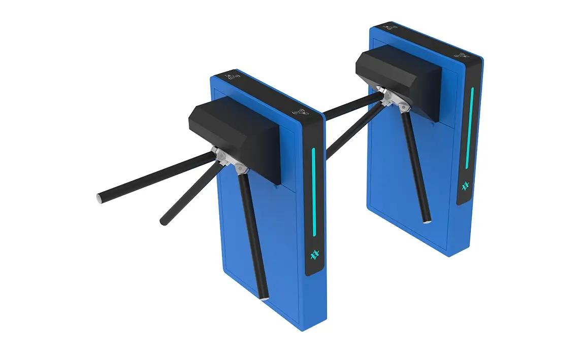 Tripod turnstile with emergency drop arm for building access control