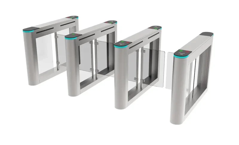 Swing turnstile with wide passage for accessibility