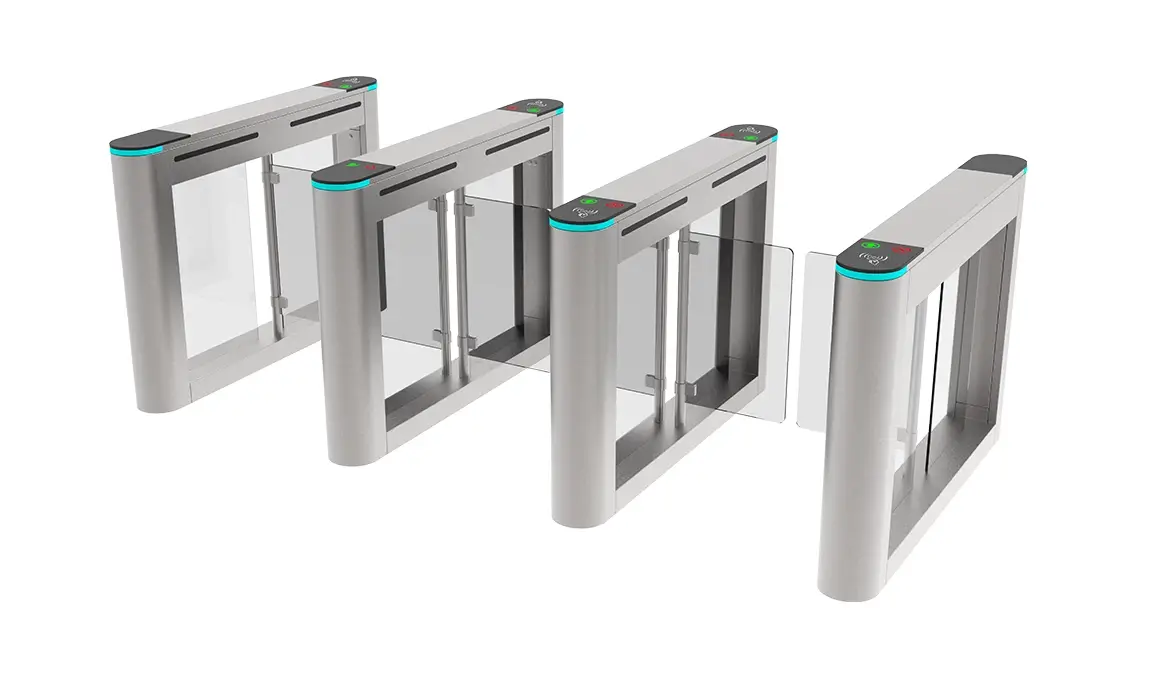 Swing turnstile with wide passage for accessibility