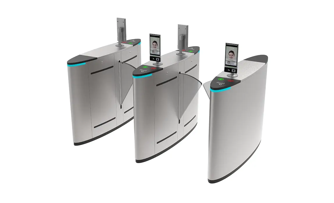 Dual lane facial recognition Exhibition Hall Flap Barrier Turnstile AT306, intelligent biometric flap gate for unmanned exhibition venue access