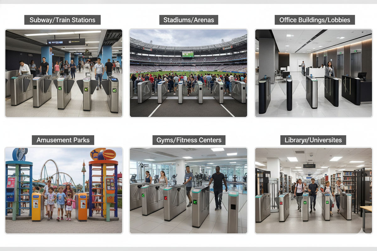 ![Typical installation sites for turnstiles](https://aipadaturnstile.com/wp-content/uploads/2026/03/Common-Locations-Where-Turnstiles-are-Installed.jpg "Turnstile Installation Locations")