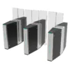 AT604-TC-01 high-security sliding turnstile with black-silver finish, featuring servo motor drive for ultra-silent operation.