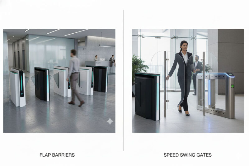 ![Flap barriers vs speed swing gates](https://aipadaturnstile.com/wp-content/uploads/2026/04/Flap-Barriers-vs.-Speed-Swing-Gates-Which-is-Right-for-Your-Entryway.jpg "Barriers vs Swing Gates")