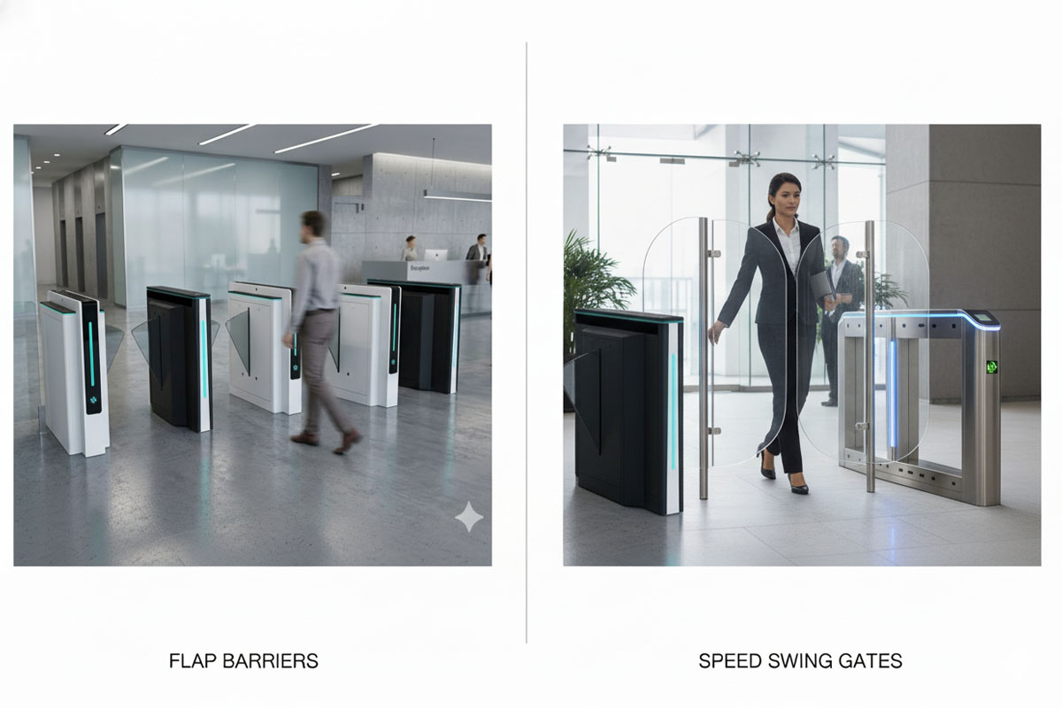 ![Flap barriers vs speed swing gates](https://aipadaturnstile.com/wp-content/uploads/2026/04/Flap-Barriers-vs.-Speed-Swing-Gates-Which-is-Right-for-Your-Entryway.jpg "Barriers vs Swing Gates")