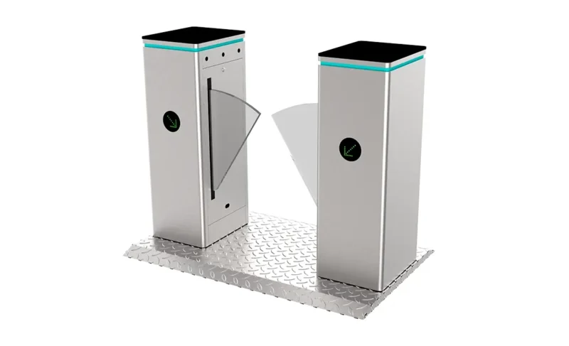 Gym Flap Barrier Turnstile AT315 12 AT315-LD-02 SUS304 stainless steel flap barrier turnstile with integrated base plate for single-lane gym access control