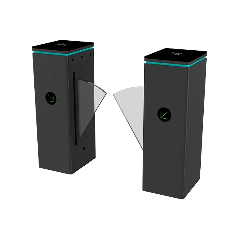 Gym Flap Barrier Turnstile AT315 4 AT315-TC-04 black painted flap barrier turnstile, compact vertical access gate for fitness club member entry control