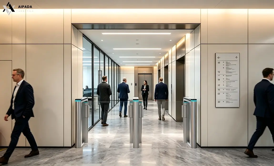 Speed gate access control system with card reader entrance lanes