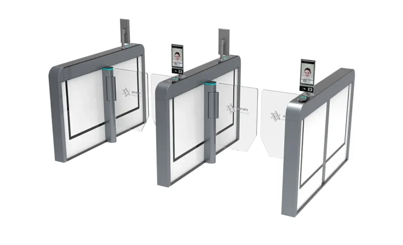 biometric speed gate turnstile, lobby pedestrian speed barrier with integrated recognition mounting bracket