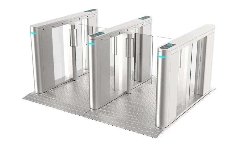 speed gate turnstile, glass speed barrier for airport pedestrian access and identity verification