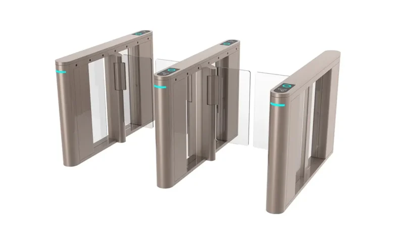 speed gate turnstile, brushed metal speed barrier for premium commercial building access