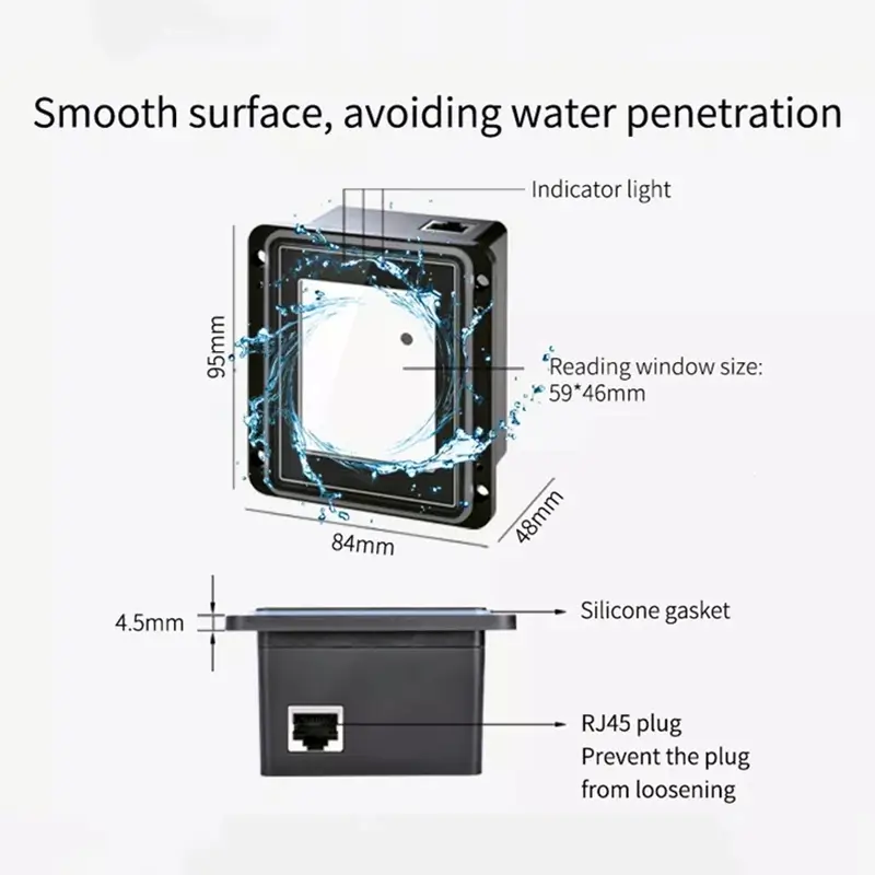 Embedded QR Code Scanner for Turnstiles ATX200 6 Waterproof embedded QR code scanner structure diagram for turnstile access control